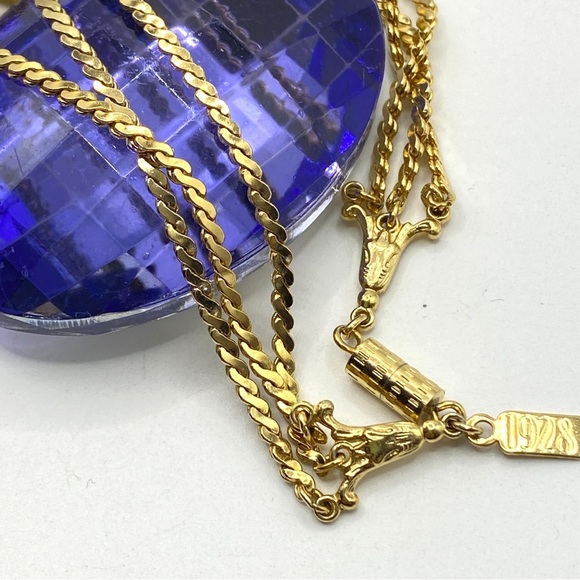 1928 Jewelry Co Gold Tone Triple Strand Chain Necklace - Picture 2 of 6